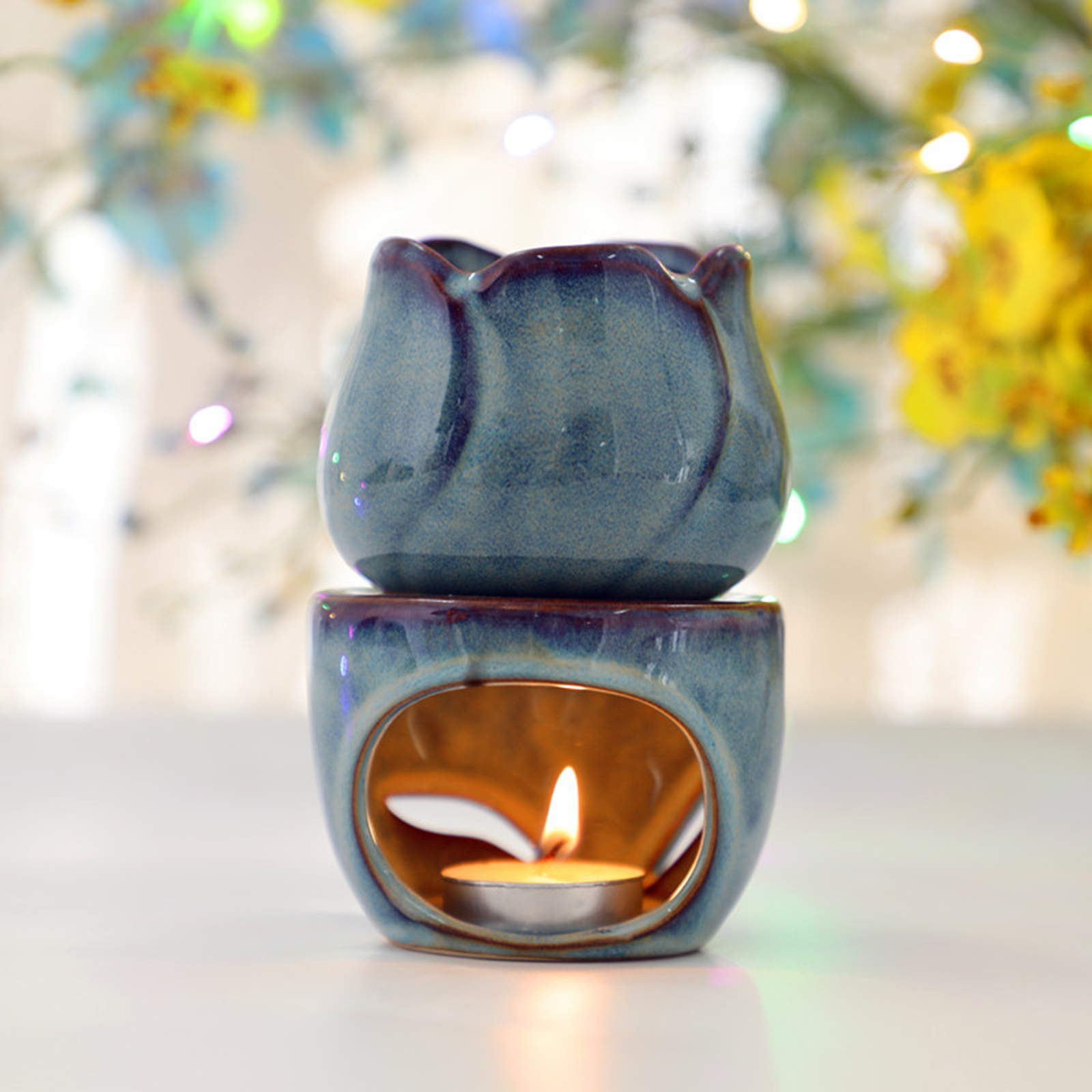 Home Fragrance Oil Burner - Tulip Ceramic Aromatherapy Oil Burner split