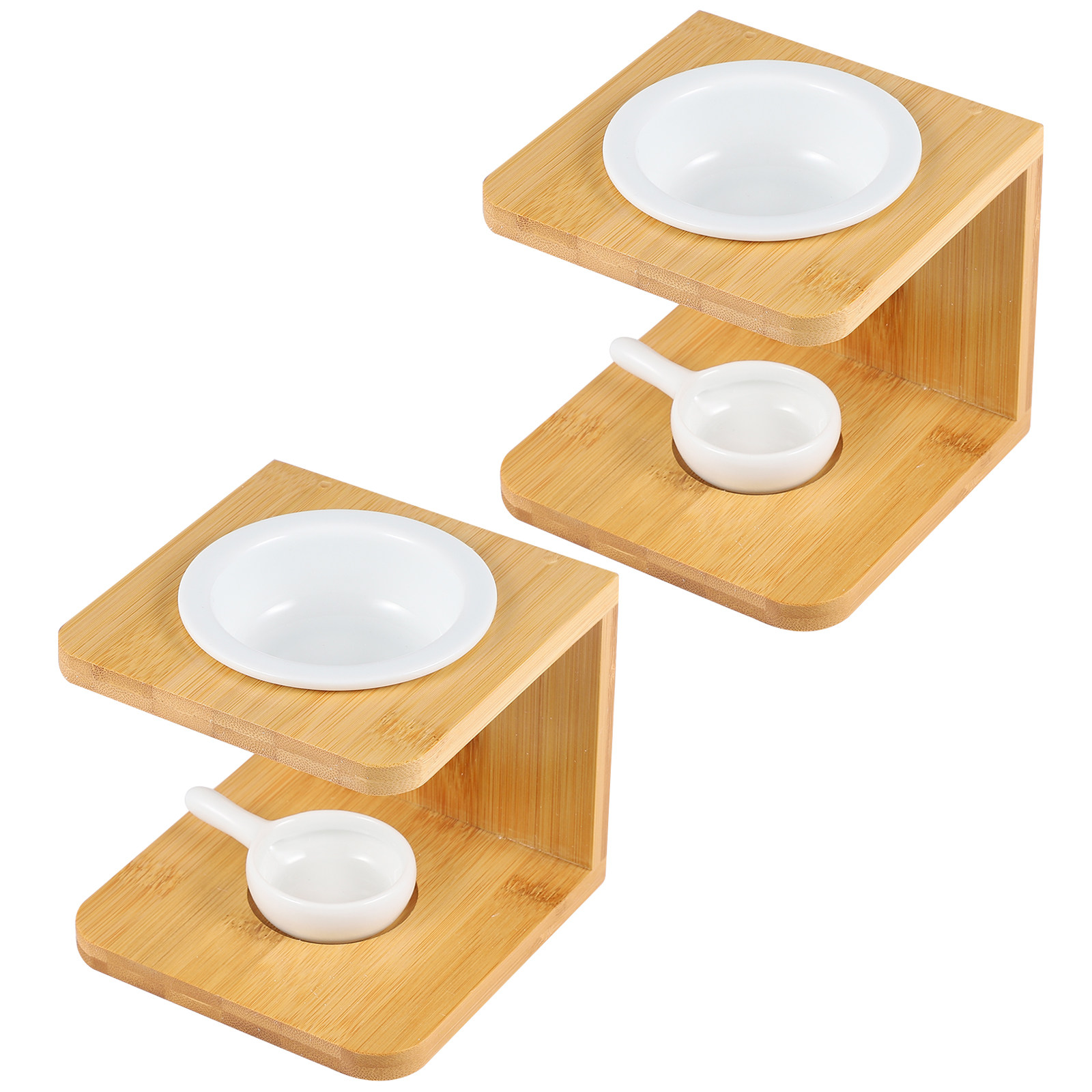 Home Fragrance Oil Burner - 2Sets Bamboo Incense Burner Eco-Friendly Tealight