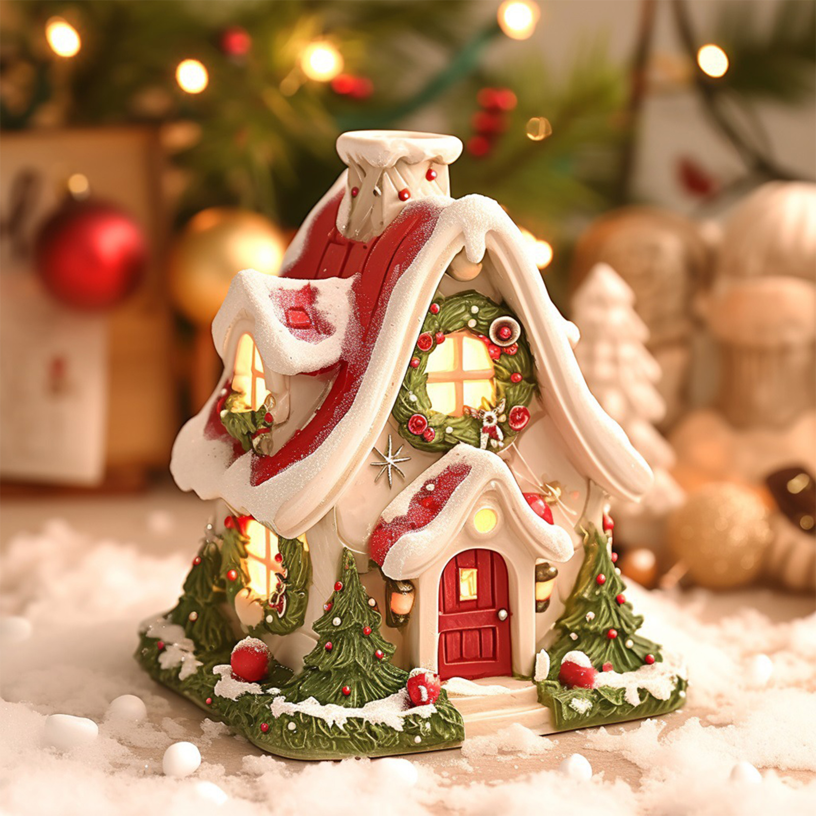 Ceramic Oil Burner - Creative Christmas Cabin Incense Burner Village
