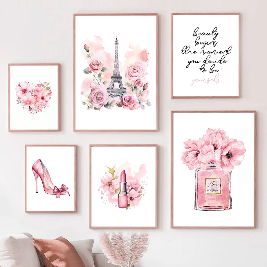 Paris Fashion Art Poster Pink  - огляд і ціна Fragrance Home Decor
