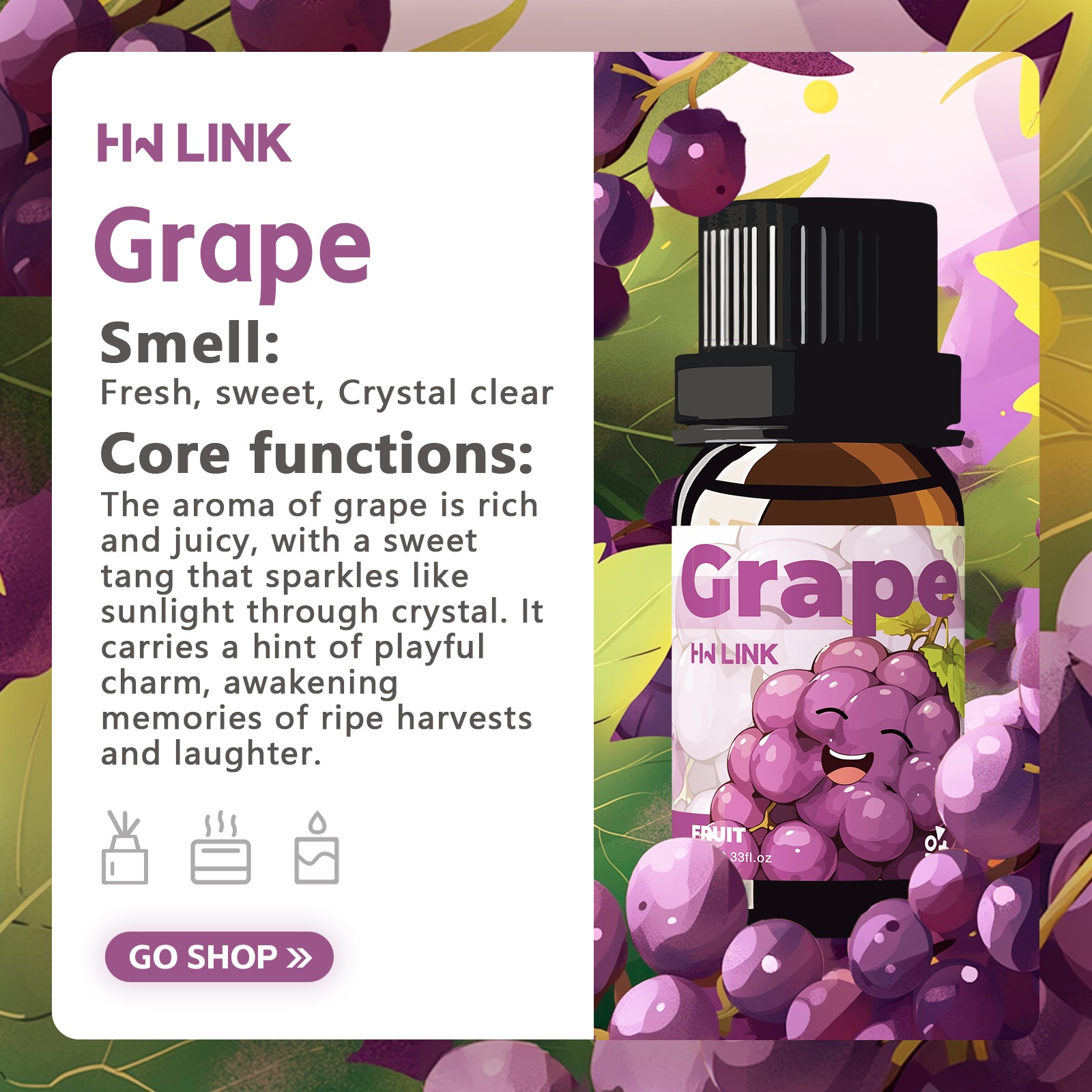 Grape Essential Oil 10ml Perfu - огляд і ціна Fragrance Home Decor