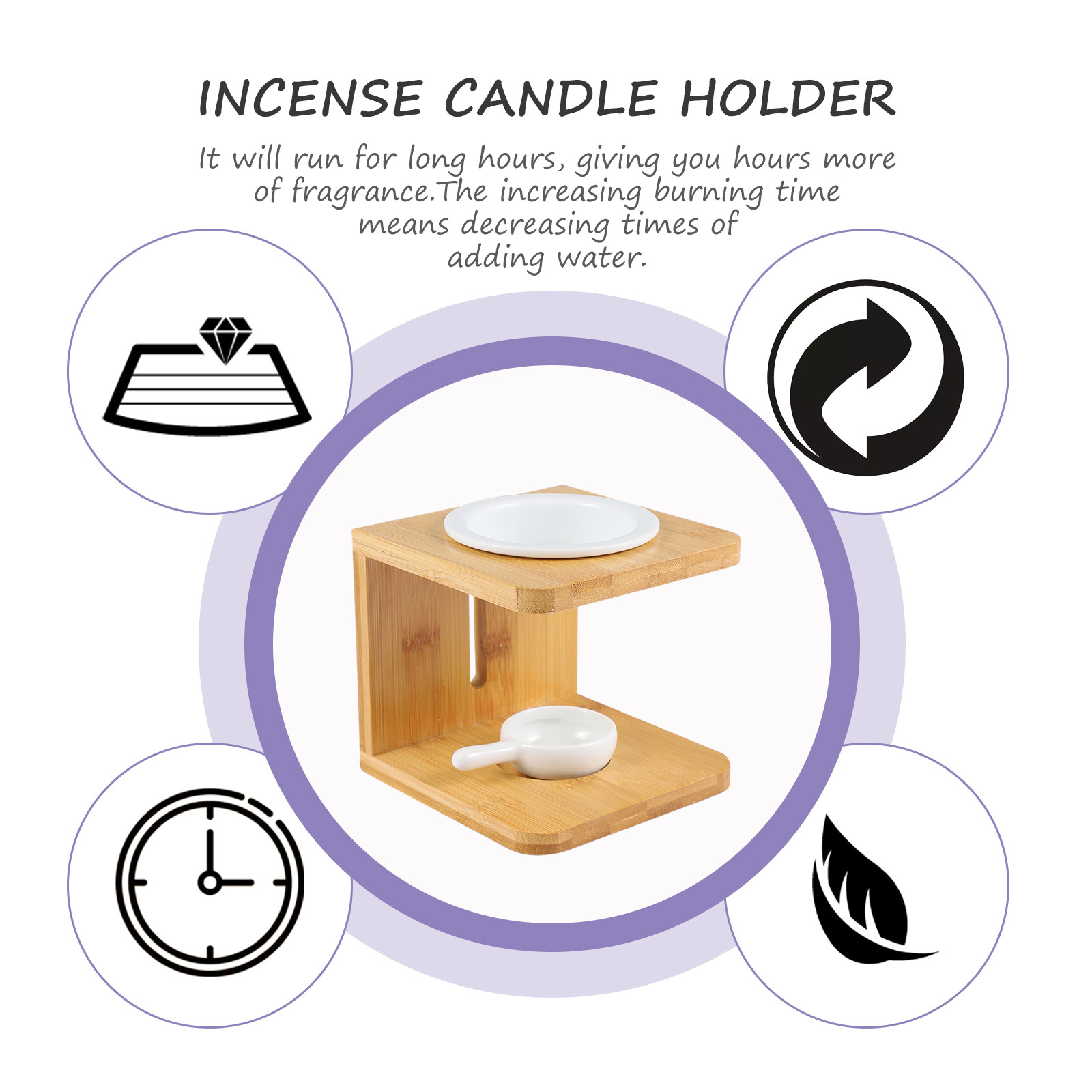 2Sets Bamboo Incense Burner Te - огляд і ціна Wax Melt Burner