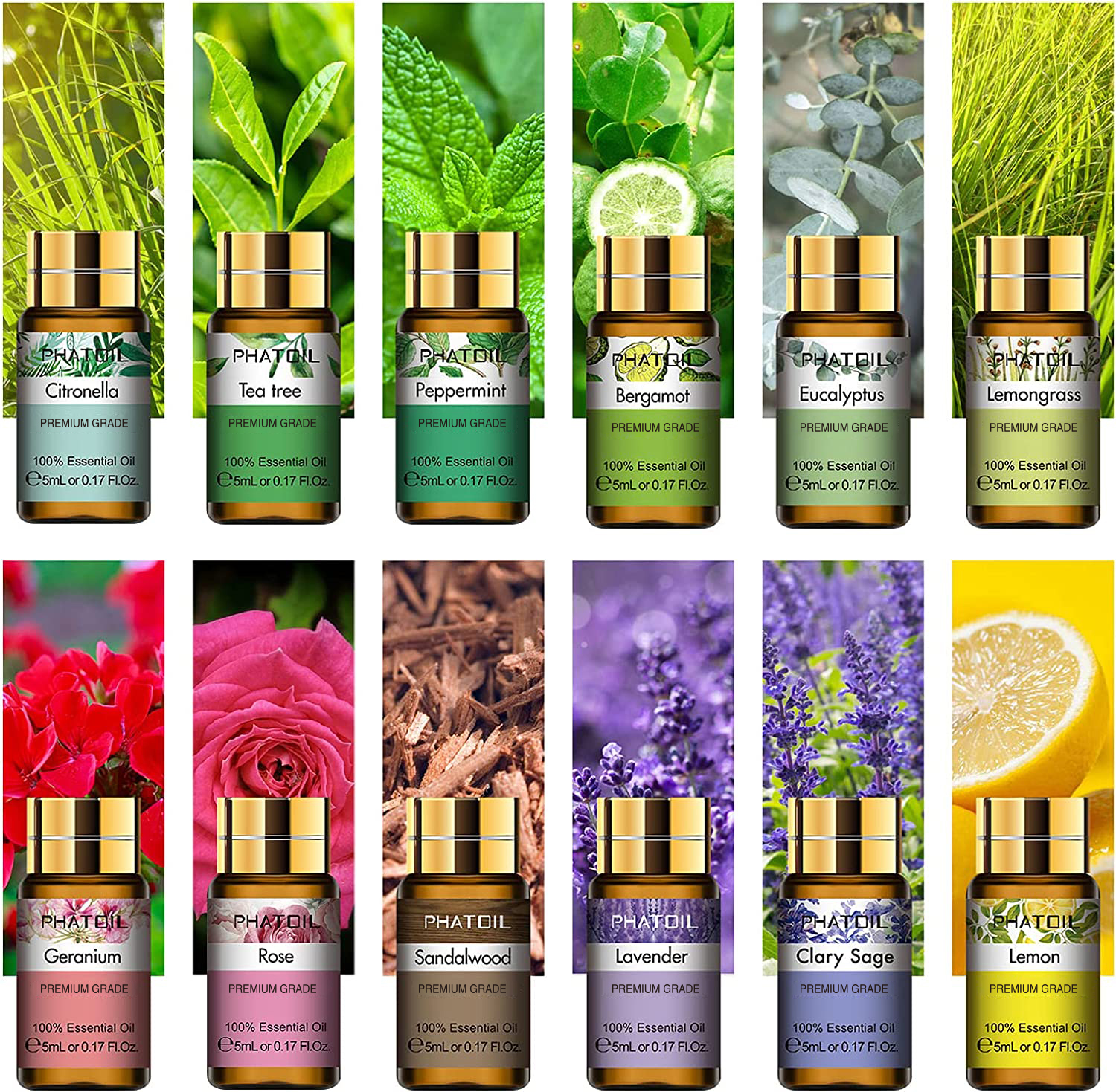 PHATOIL 12pcs Gift Box Pure Es - огляд і ціна Home Fragrance Lemongrass