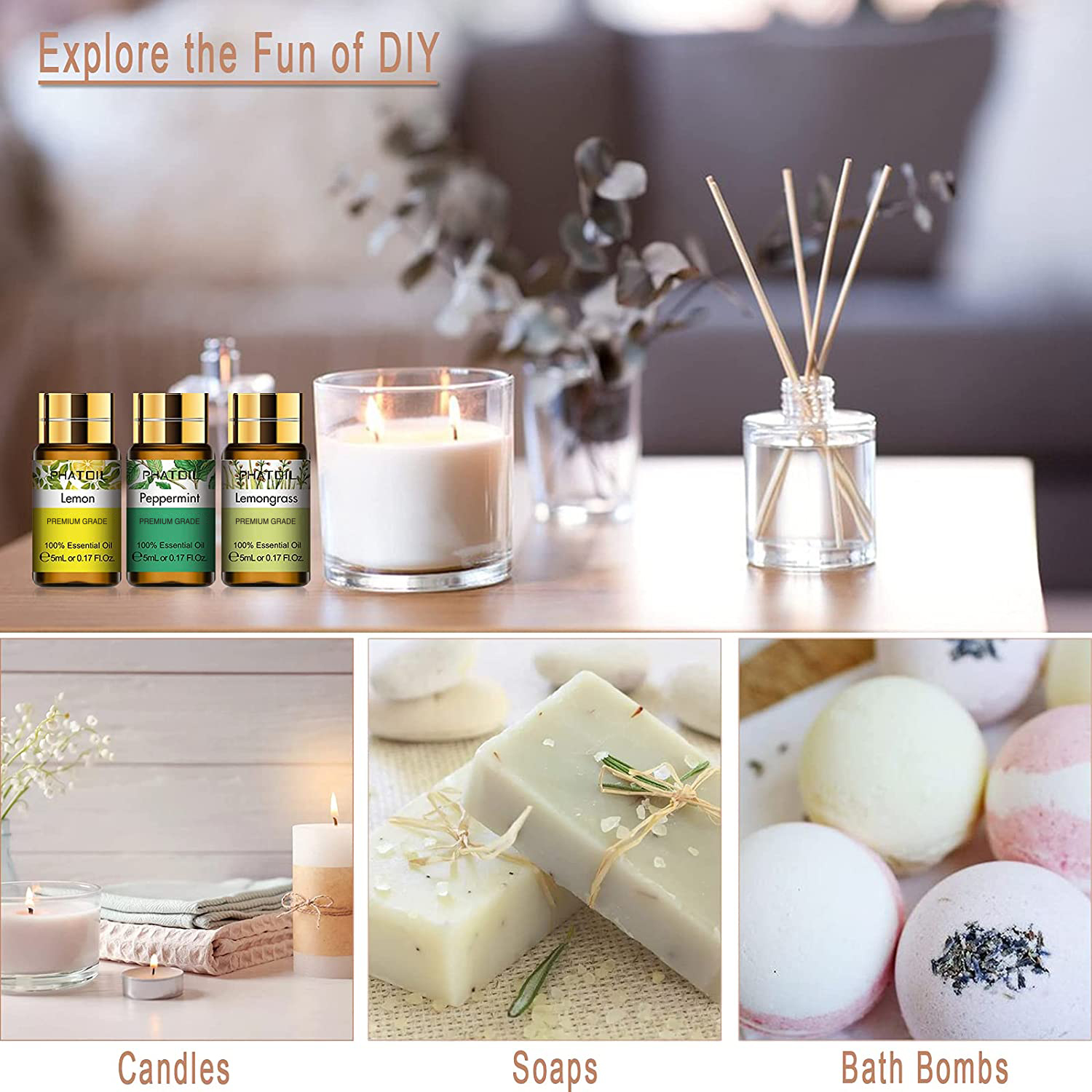 PHATOIL 12pcs Gift Box Pure Es - огляд і ціна Home Fragrance Lemongrass